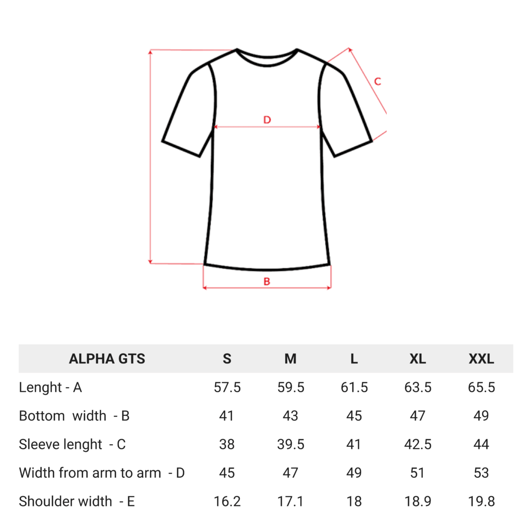 Alpha size chart